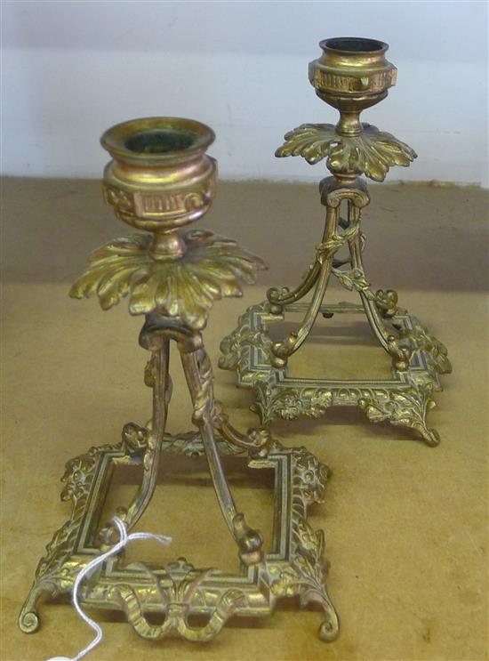 Pair of gilt bronze candlesticks